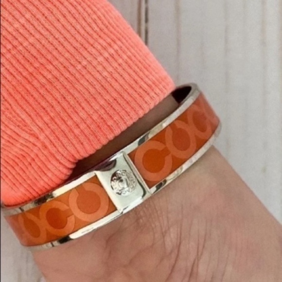 Coach Vibrant Orange and Silver Bangle - Picture 9 of 9